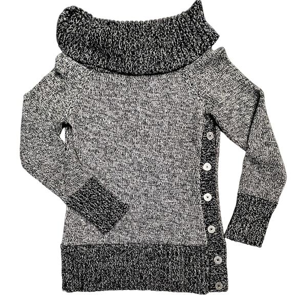WHBM Black Marled Metallic Pullover Cowl Neck Sweater Size Medium (Runs Small) - Picture 1 of 9
